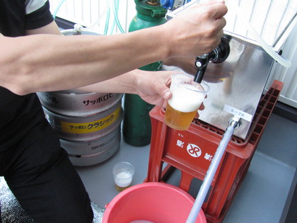ベランダのビール