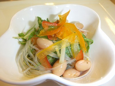 水菜とパプリカの青しそ春雨。