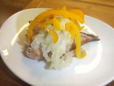 サバの温野菜のせ。