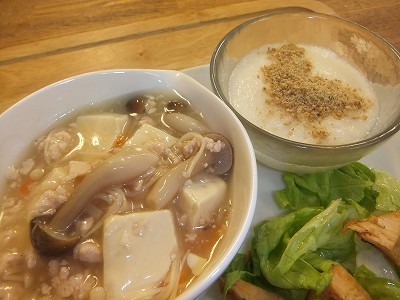 きのことお豆腐の中華あんかけ。