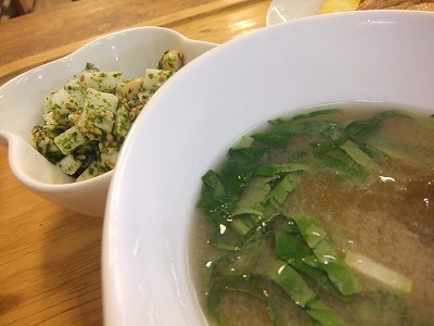 長芋と大豆のコロコロ青のり和え。