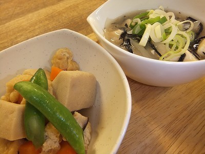 高野豆腐と揚げの煮物。