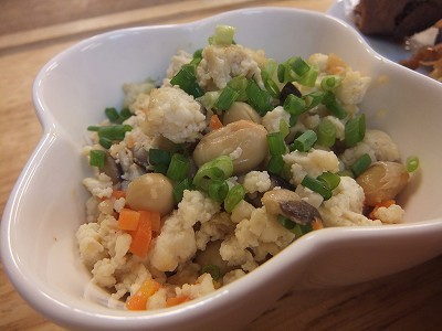 しいたけ人参の煎り豆腐。