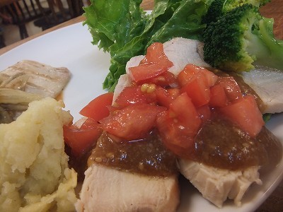 とりむね肉の甘味噌。