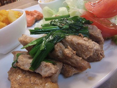 豚ロースとニラのさっぱりソテー。
