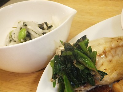 大根と枝豆の梅サラダ。