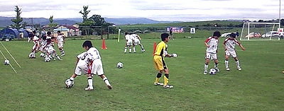 試合前のアップ