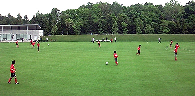 試合前のアップ