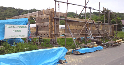 ヒュッテ仮組作業現場